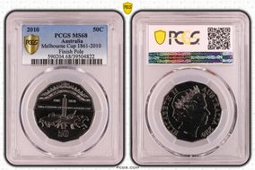 2010 50C Melbourne Cup 1861-2010 Finish Pole MS68