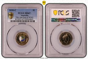 2020-C $2 75th Ann End of WWII Colorized MS67