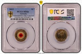 2012 $2 Remembrance Day Colorized MS66