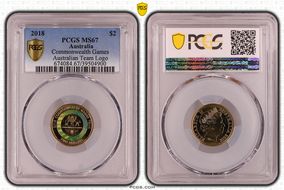 2018 $2 Commonwealth Games Australian Team Logo MS67