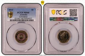 2013 $2 Coronation Colorized MS66
