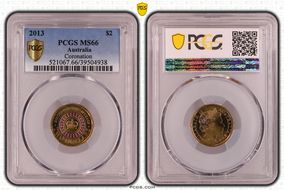 2013 $2 Coronation Colorized MS66