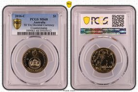 2016-C $1 50 Yrs Decimal Currency Canberra Counterstamp MS68