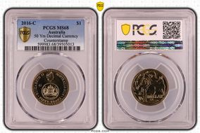 2016-C $1 50 Yrs Decimal Currency Canberra Counterstamp MS68