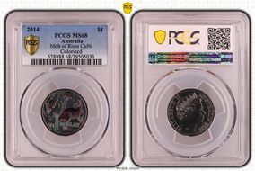 2014 $1 Mob of Roos CuNi  Colorized MS68