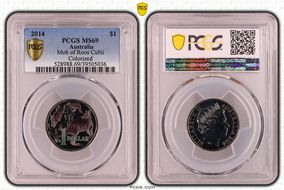 2014 $1 Mob of Roos CuNi  Colorized MS69