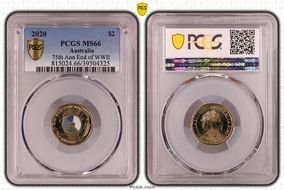 2020 $2 75th Ann End of WWII Colorized MS66