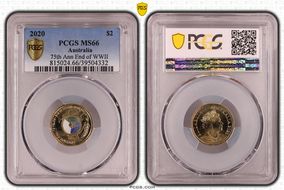 2020 $2 75th Ann End of WWII Colorized MS66