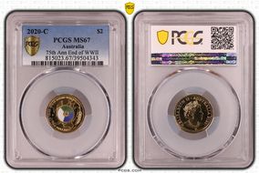 2020-C $2 75th Ann End of WWII Colorized MS67