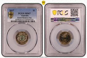 2017 $2 Remembrance Day Colorized MS67