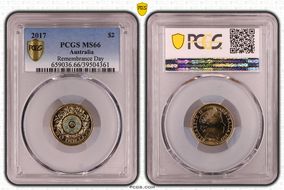 2017 $2 Remembrance Day Colorized MS66