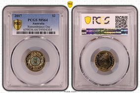 2017 $2 Remembrance Day Colorized MS64