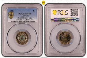 2017 $2 Remembrance Day Colorized MS66