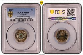 2017 $2 Remembrance Day Colorized MS66