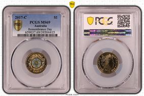 2017-C $2 Remembrance Day Colorized MS69