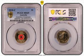 2018-C $2 Armistice Centenary Colorized MS69