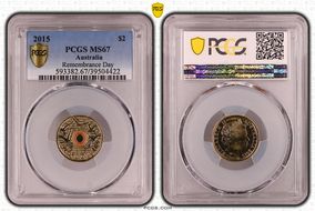 2015 $2 Remembrance Day Colorized In Flanders Fields MS67