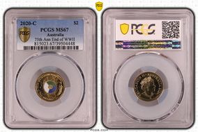 2020-C $2 75th Ann End of WWII Colorized MS67