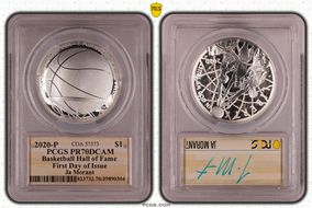 2020-P $1 Basketball Hall of Fame First Day of Issue Ja Morant Blue Ink 1 of 12 PR70DCAM
