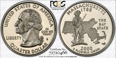 2000-S 25C Massachusetts PR70DCAM