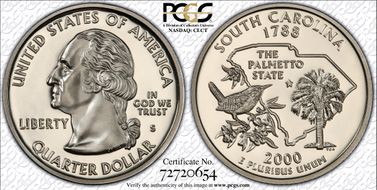 2000-S 25C South Carolina PR70DCAM