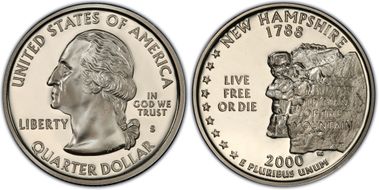2000-S 25C New Hampshire PR70DCAM