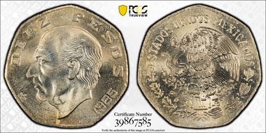 1985-Mo 10 Peso KM-477.2 CuNi MS65