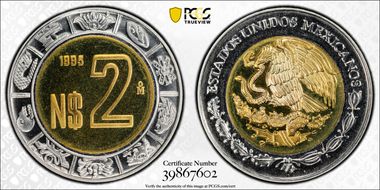 1995-Mo 2 Peso PR68DCAM