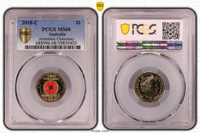 2018-C $2 Armistice Centenary Colorized MS68