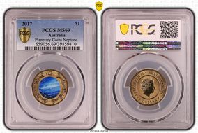 2017 $1 Planetary Coins Neptune Colorized MS69