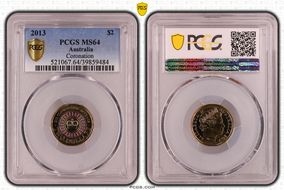 2013 $2 Coronation Colorized MS64