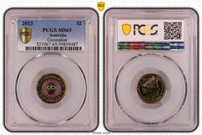 2013 $2 Coronation Colorized MS65