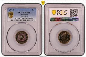 2013 $2 Coronation Colorized MS65