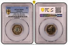 2018 $2 Remembrance Day Rosemary 30th Ann. $2 Coin Colorized MS68