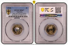 2020 $2 75th Ann End of WWII Colorized MS67