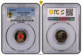 2018-C $2 Armistice Centenary Colorized MS68