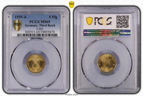 1939-A 5 Pfg J-363 MS65