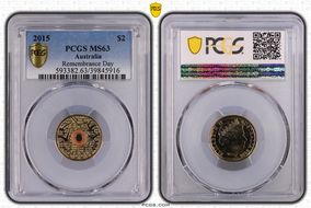 2015 $2 Remembrance Day Colorized In Flanders Fields MS63