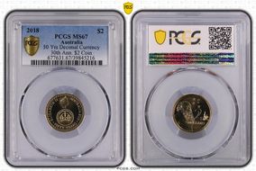 2018 $2 50 Yrs Decimal Currency 30th Ann. $2 Coin MS67