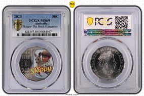 2020 50C Skippy-The Bush Kangaroo Colorized MS69