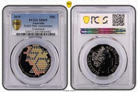 2015 50C RAM 50th Anniversary Colorized MS69