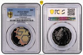 2015 50C RAM 50th Anniversary Colorized MS69