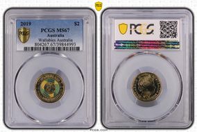 2019 $2 Wallabies Australia Colorized MS67