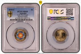 2018-C $2 Lest We Forget Eternal Flame Colorized MS69