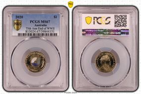 2020 $2 75th Ann End of WWII Colorized MS67