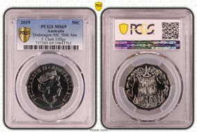 2019 50C Dodecagon 50C 50th Ann. J. Clark Effigy MS69