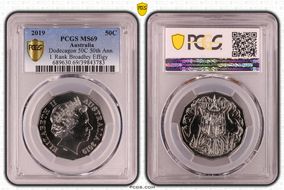 2019 50C Dodecagon 50C 50th Ann. I. Rank Broadley Effigy MS69