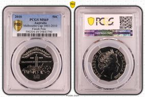 2010 50C Melbourne Cup 1861-2010 Finish Pole MS69