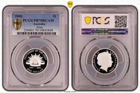 2001 $1 Army Centenary Ag PR70DCAM