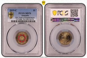 2019-C $2 100 Years of Repatriation Colorized MS70